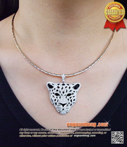 จี้นิลแท้ประดับเพชรเบลเยี่ยมคัทน้ำ 97 (G-Color/VVS1) รปหัวเสืองานทำพิเศษ สวยละเอียดประณีต ไม่ซ้ำและไม่เหมือนใครค่ะ