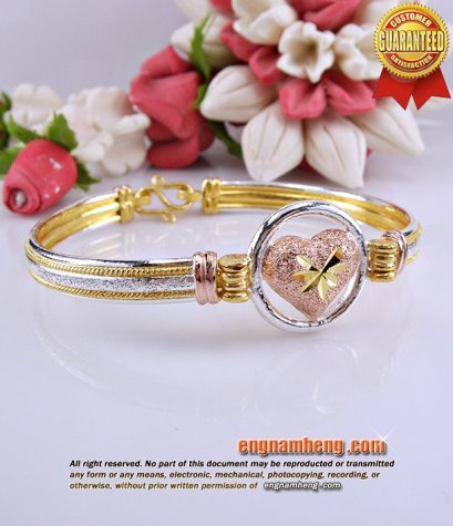 กำไลทอง 96.5% น้ำหนักทอง 15.2 กรัม (1 บาท) ชุบ 3 สี ลายสวยใส่น่ารักมากๆค่ะ