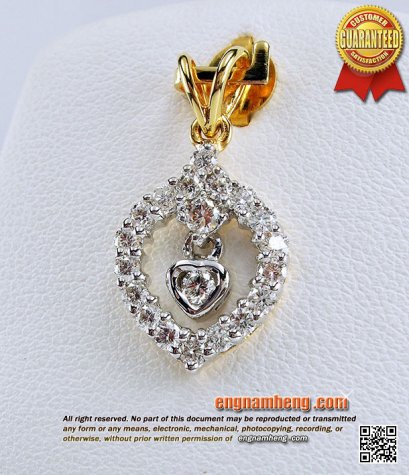 จี้เพชรเบลเยี่ยมคัท น้ำ 97 (G-Color/VVS) น้ำหนักเพชร 0.55 กะรัต ใส่สวยน่ารักมากๆค่ะ