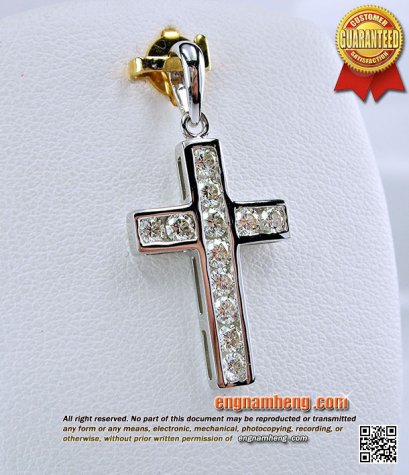 จี้เพชรเบลเยี่ยมคัท น้ำ 98 (F-Color/VVS) น้ำหนักเพชร 0.60 กะรัต รูปไม้กางเขนใส่เท่ห์ๆค่ะ