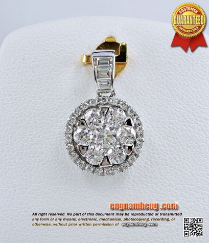 จี้เพชรเบลเยี่ยมคัท น้ำ 98 (F-Color/VVS1) น้ำหนักเพชร 1.07 กะรัต จี้เพชรประกบค่ะ เพชรขาวจั๊ว ประกบสวยเหมือนใส่เพชรไซด์ 3 กะรัตค่ะ