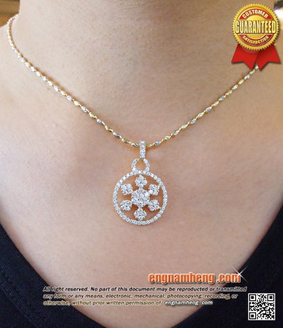 จี้เพชรเบลเยี่ยมคัท น้ำ 97 G-Color/VVS น้ำหนักเพชรรวม 1.34 กะรัต ใส่สวยเรียบร้อยดีค่ะ