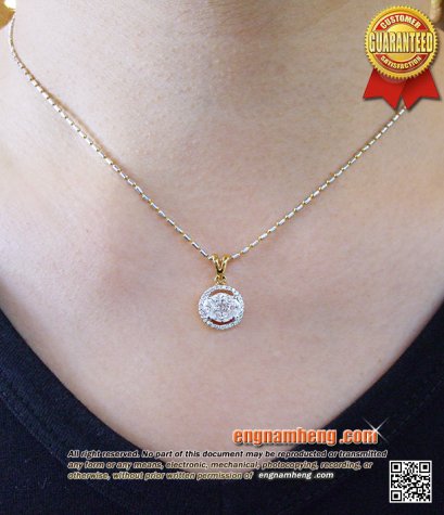 จี้เพชรเบลเยี่ยมคัท น้ำ 97 G-Color/VVS น้ำหนักเพชรรวม 91 ตังค์ เหมือนใส่เพชร 3 กะรัตค่ะ