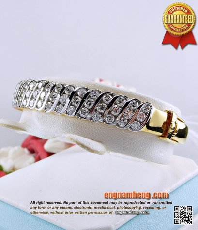 กำไลเพชรเบลเยี่ยมคัทน้ำ 98 (F-Color/VVS1) น้ำหนักเพชร 3.45 กะรัต กำไลเพชรสอดเล่นลานสวย น่ารักค่ะ
