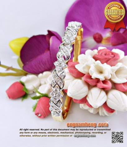 กำไลเพชรเบลเยี่ยมคัทน้ำ 98 (F-Color/VVS1) น้ำหนักเพชร 2.09 กะรัต รูปแบบสวยเก๋ ขนาดพอดีสวยค่ะใส่ได้ทุกวันค่ะ