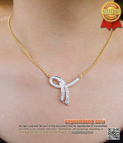 สร้อยคอเพชรเบลเยี่ยมคัทน้ำ 98 (F-Color/VVS1) น้ำหนักเพชร 1.09 กะรัต แบบสวยน่ารักมากๆค่ะ ใส่ได้ทุกวันค่ะ