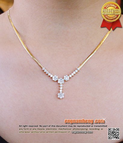 สร้อยคอเพชรเบลเยี่ยมคัท น้ำ 98 F-Color/VVS น้ำหนักเพชรรวม 1.26 กะรัต น่ารักดีค่ะ