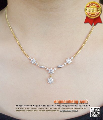 สร้อยคอเพชรเบลเยี่ยมคัทน้ำ 98 (F-Color/VVS1) น้ำหนักเพชร 1.12 กะรัต แบบสวยหวานน่ารักมากๆค่ะ