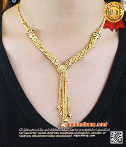 งานสั่งทำพี่นก สวีเดน สร้อยคอทอง 96.5% น้ำหนัก 83.9 กรัม (5.50 บาท) ลงยางานสวยปราณีต หายากมากๆค่ะ