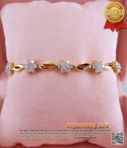 สร้อยข้อมือเพชรเบลเยี่ยมคัท เพชรขาวสวยวิ๊ง น้ำ98 F-Color/VVS ดีไซน์ช่อดอกไม้สวยน่ารัก ราคาขายส่งค่ะ