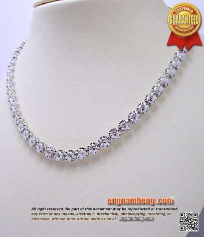 สร้อยคอเพชรเบลเยี่ยมคัท เพชรน้ำ 98 F-Color/VVS น้ำหนักเพชรรวม 8.65 กะรัต ใส่รอบคอสวยหรูหราดีค่ะ