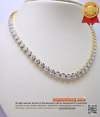 สร้อยคอเพชรเบลเยี่ยมคัท เพชรน้ำ 98 F-Color/VVS น้ำหนักเพชรรวม 6.97 กะรัต ใส่รอบคอสวยหรูหรา น่ารักค่ะ