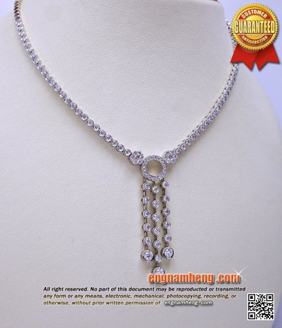 สร้อยคอเพชรดีไซน์หวานๆ เพชรเบลเยี่ยมคัทน้ำ 97 G-Color/VVS 2.25 กะรัต ใส่ออกงานสวยน่ารักดีค่ะ