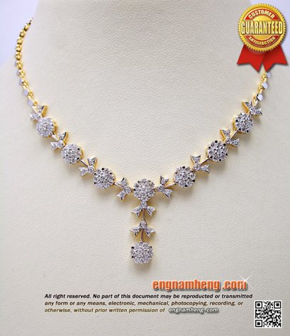 สร้อยคอเพชรเบลเยี่ยมคัท น้ำ 98 F-Color/VVS น้ำหนักเพชรรวม 2.43 กะรัต งานสวยเพชรสวยหรูหราค่ะ