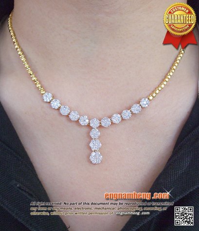 สร้อยคอเพชรเบลเยี่ยมคัท น้ำ98 F-Color/VVS น้ำหนักเพชรรวม 2.92 กะรัต สวยน่ารักค่ะ