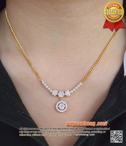 สร้อยคอเพชรเบลเยี่ยมคัท น้ำ98 F-Color/VVS น้ำหนักเพชรรวม 1.28 กะรัต ใส่ได้ทุกวันค่ะ