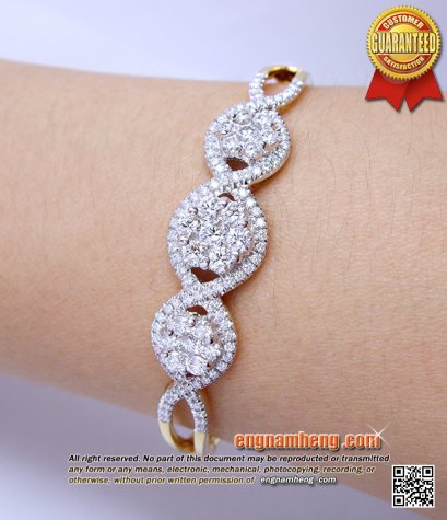 กำไลเพชรเบลเยี่ยมคัท น้ำ98 F-Color/VVS น้ำหนักเพชรรวม 2.14 กะรัต ใส่หรูหราคุ้มค่า สวยโดดเด่นค่ะ