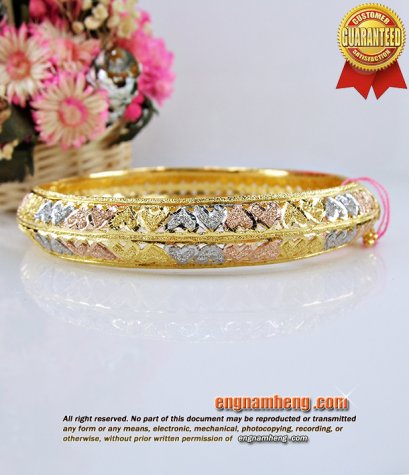 กำไลทอง 96.5% น้ำหนักทอง 1 บาท (15.2 กรัม) ลายหัวใจคู่ชุบ 3 สีค่ะ