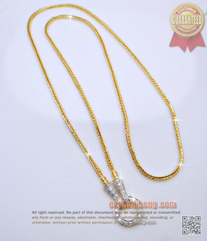 สร้อยคอทองคำ 96.5% น้ำหนัก 1 บาท+หัวท้ายเพชรเบลเยี่ยมคัท เพชรน้ำ98 F-Color/VVS น้ำหนักเพชรรวม 38 ตังค์ ใส่สวยค่ะ