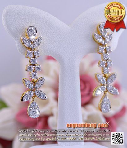 ต่างหูเพชรเบลเยี่ยมคัทน้ำ 98 F-Color/VVS น้ำหนักเพชร 1.89 กะรัต ใส่สวยหวานน่ารักสุดๆค่ะ