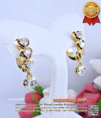 ต่างหูเพชรเบลเยี่ยมคัท น้ำ 98 F-Color/VVS น้ำหนักเพชรรวม 70 ตังค์ ใส่สวยน่ารักดีค่ะ