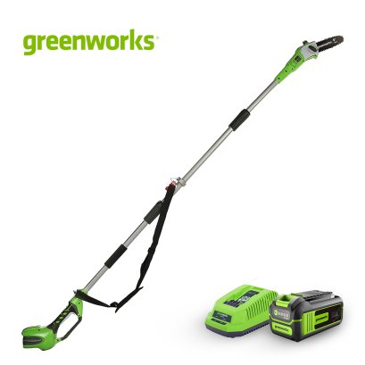Greenworks เครื่องตัดกิ่งไม้สูงไร้สาย ขนาด 40V พร้อมแท่นชาร์จและแบตเตอรี่