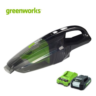 Greenworks เครื่องดูดฝุ่นไร้สาย ขนาด 24V พร้อมแบตเตอรี่ 2Ah และแท่นชาร์จ