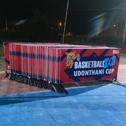 ป้ายตั้งไวนิลขึงโครงเหล็ก งาน UDONTHANI CUP