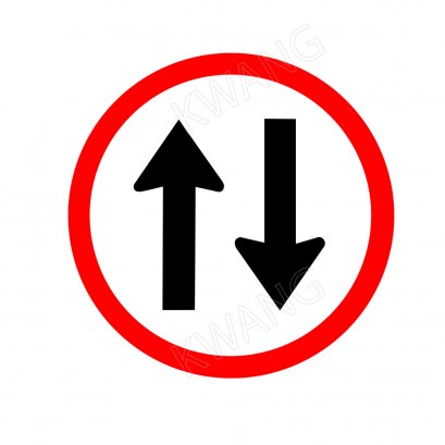 BISON ป้ายเครื่องหมายจราจร รถสวนสองทาง 45 cm.