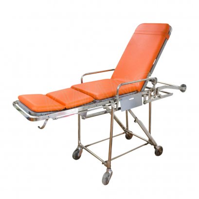 เตียงรถเข็นพยาบาล ปรับนั่งได้ (สแตนเลส)