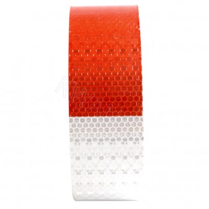 เทปสะท้อนแสงติดรถ ลายตรง 25 เมตร สีแดง/ขาว