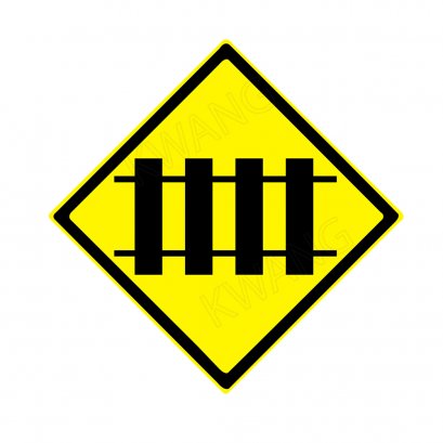 BISON ป้ายเครื่องหมายจราจร &quot;ทางข้ามทางรถไฟมีเครื่องกั้นทาง&quot; 45 cm.