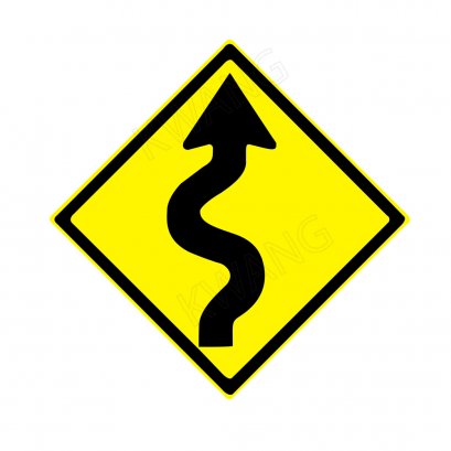 BISON ป้ายเครื่องหมายจราจร &quot;ทางคดเคี้ยวเริ่มขวา&quot; 45 cm.