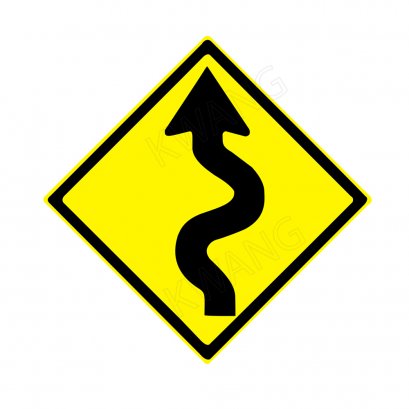 BISON ป้ายเครื่องหมายจราจร &quot;ทางคดเคี้ยวเริ่มซ้าย&quot; 45 cm.