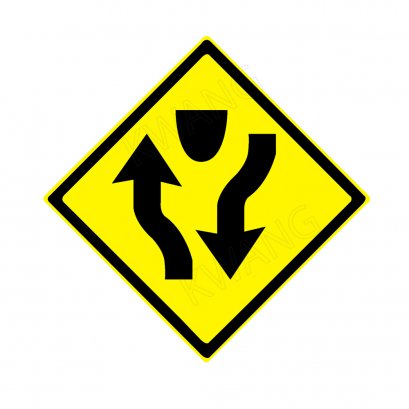 BISON ป้ายเครื่องหมายจราจร &quot;ทางคู่ข้างหน้า&quot; 45 cm.