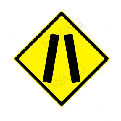 BISON ป้ายเครื่องหมายจราจร &quot;ทางแคบลงทั้งสองด้าน&quot; 45 cm.