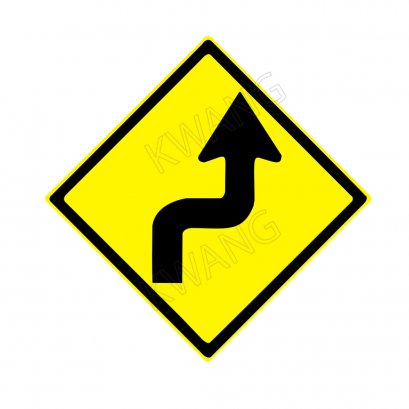 BISON ป้ายเครื่องหมายจราจร &quot;ทางโค้งกลับรัศมีแคบเริ่มขวา&quot; 45 cm.
