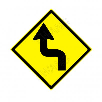 BISON ป้ายเครื่องหมายจราจร &quot;ทางโค้งกลับรัศมีแคบเริ่มซ้าย&quot; 45 cm.