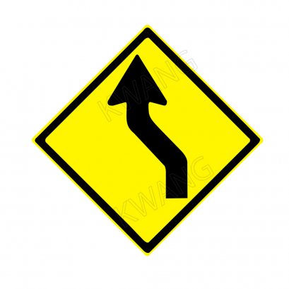 BISON ป้ายเครื่องหมายจราจร &quot;ทางโค้งกลับเริ่มซ้าย&quot; 45 cm.