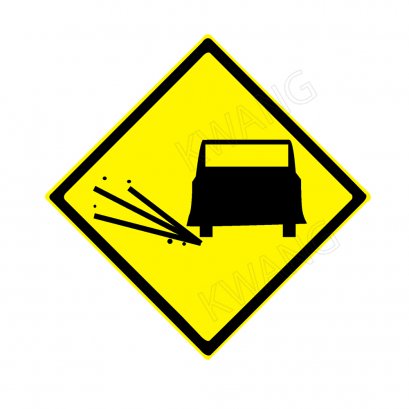 BISON ป้ายเครื่องหมายจราจร &quot;ผิวทางร่วน&quot; 45 cm.