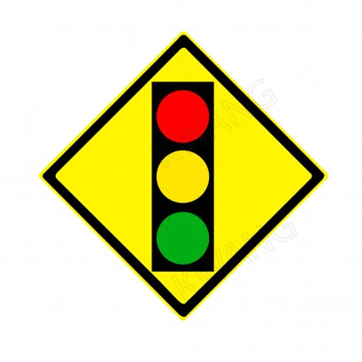 BISON ป้ายเครื่องหมายจราจร &quot;มีสัญญาณไฟจราจรข้างหน้า&quot; 45 cm.