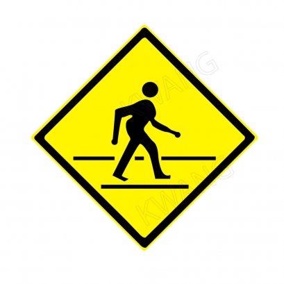 BISON ป้ายเครื่องหมายจราจร &quot;ระวังคนข้ามถนน&quot; 45 cm.