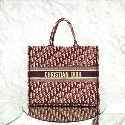 MP-10511 Used Dior Book Tote Large Burgundy