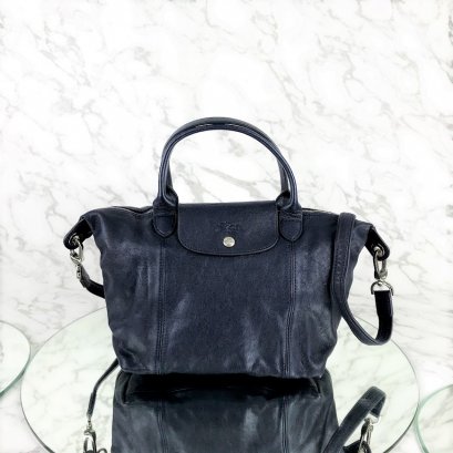 MP-10485 Used Longchamp Depost Top Hanlde Bag Navy  Shw