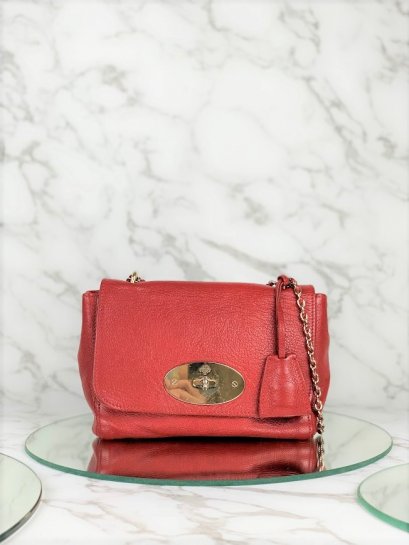 MP-10490 Used Mulberry Lily Size Mini Leather Red Ghw