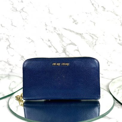MP-10360 Used miu miu zippy long wallet blue leather ghw(197A)