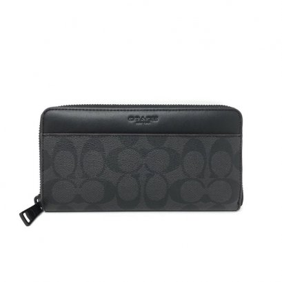 New Coach Accordion Zippy Wallet In Black/Oxblood RHW