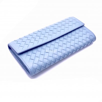 New Bottega Continental Wallet in Arctic Blue Intreciato RHW