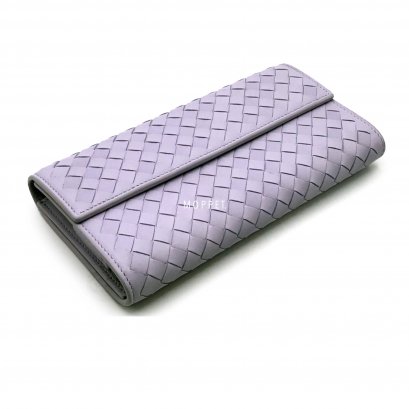 New Bottega Continental Wallet in Lilac Intreciato RHW