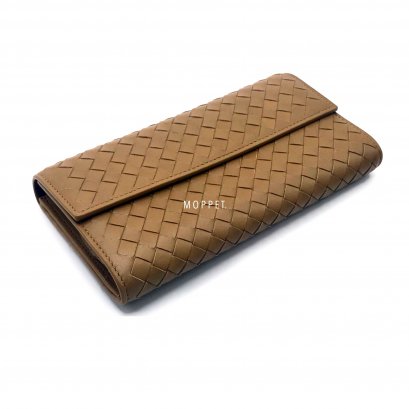 New Bottega Continental Wallet in Caramel Intreciato RHW